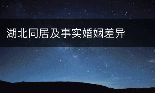 湖北同居及事实婚姻差异