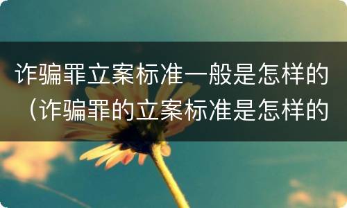 诈骗罪立案标准一般是怎样的（诈骗罪的立案标准是怎样的）