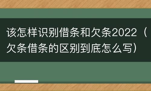 该怎样识别借条和欠条2022（欠条借条的区别到底怎么写）