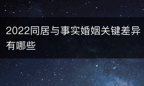 2022同居与事实婚姻关键差异有哪些