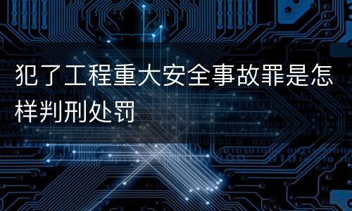 犯了工程重大安全事故罪是怎样判刑处罚