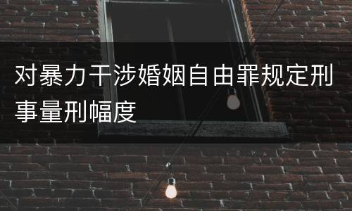 对暴力干涉婚姻自由罪规定刑事量刑幅度