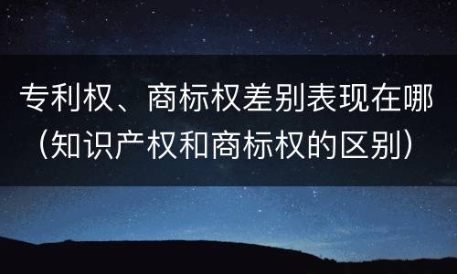 专利权、商标权差别表现在哪（知识产权和商标权的区别）