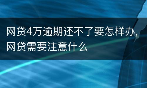 网贷4万逾期还不了要怎样办,网贷需要注意什么