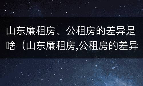 山东廉租房、公租房的差异是啥（山东廉租房,公租房的差异是啥意思）