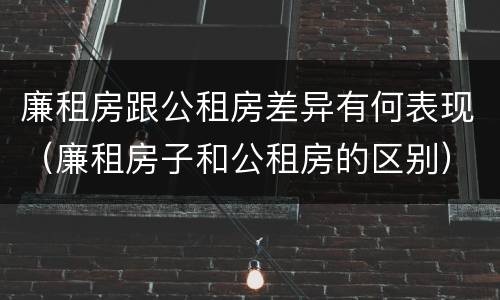 廉租房跟公租房差异有何表现（廉租房子和公租房的区别）