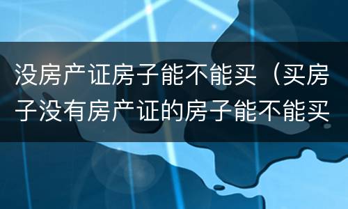 没房产证房子能不能买（买房子没有房产证的房子能不能买）