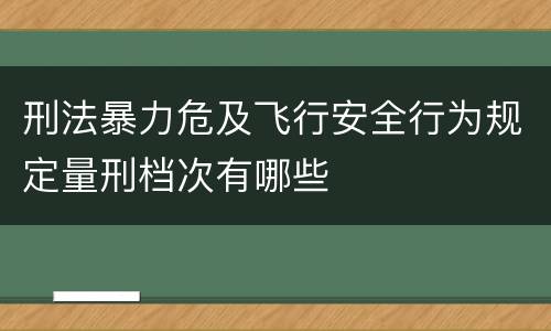 刑法暴力危及飞行安全行为规定量刑档次有哪些