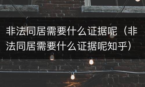 非法同居需要什么证据呢（非法同居需要什么证据呢知乎）