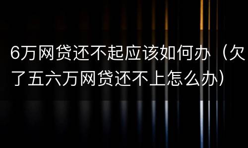 6万网贷还不起应该如何办（欠了五六万网贷还不上怎么办）