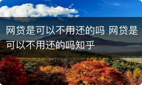 网贷是可以不用还的吗 网贷是可以不用还的吗知乎