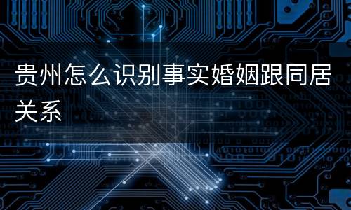 贵州怎么识别事实婚姻跟同居关系