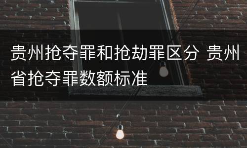 贵州抢夺罪和抢劫罪区分 贵州省抢夺罪数额标准