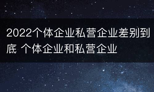 2022个体企业私营企业差别到底 个体企业和私营企业