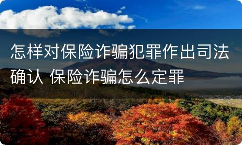 怎样对保险诈骗犯罪作出司法确认 保险诈骗怎么定罪