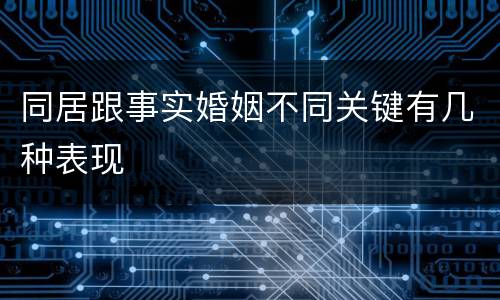 同居跟事实婚姻不同关键有几种表现
