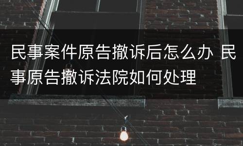 民事案件原告撤诉后怎么办 民事原告撤诉法院如何处理
