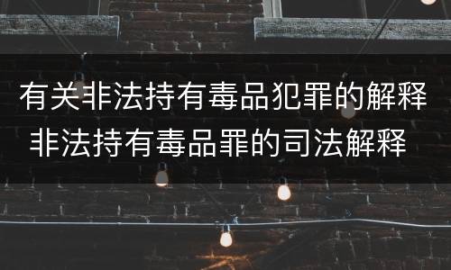 有关非法持有毒品犯罪的解释 非法持有毒品罪的司法解释