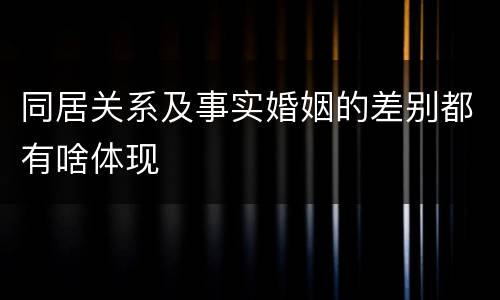 同居关系及事实婚姻的差别都有啥体现