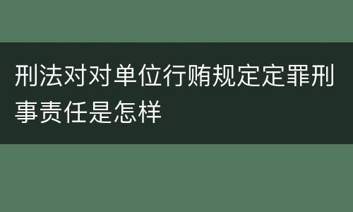 刑法对对单位行贿规定定罪刑事责任是怎样