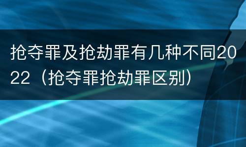 抢夺罪及抢劫罪有几种不同2022（抢夺罪抢劫罪区别）