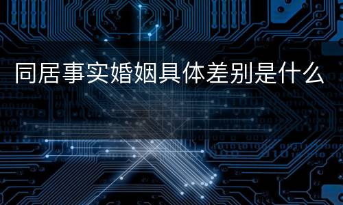 同居事实婚姻具体差别是什么