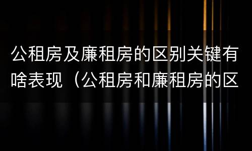 公租房及廉租房的区别关键有啥表现（公租房和廉租房的区别是啥）