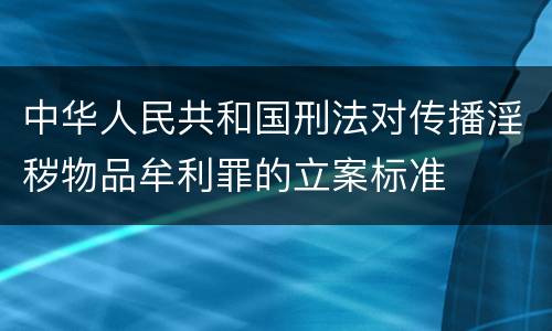 中华人民共和国刑法对传播淫秽物品牟利罪的立案标准