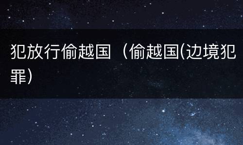 犯放行偷越国（偷越国(边境犯罪）