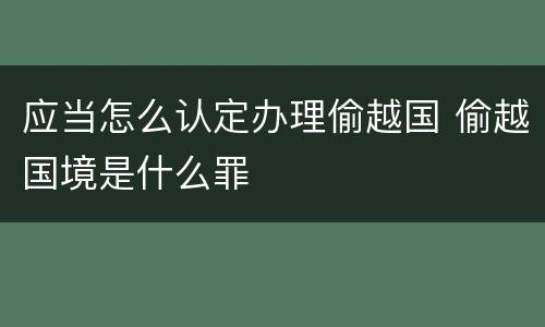 应当怎么认定办理偷越国 偷越国境是什么罪