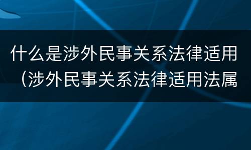 什么是涉外民事关系法律适用（涉外民事关系法律适用法属于什么法）