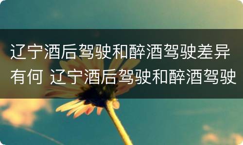 辽宁酒后驾驶和醉酒驾驶差异有何 辽宁酒后驾驶和醉酒驾驶差异有何规定