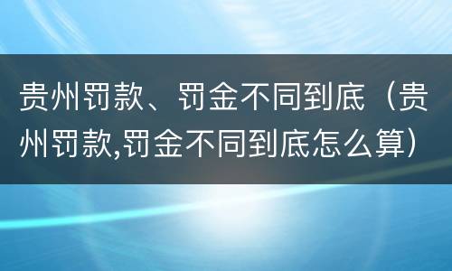 贵州罚款、罚金不同到底（贵州罚款,罚金不同到底怎么算）