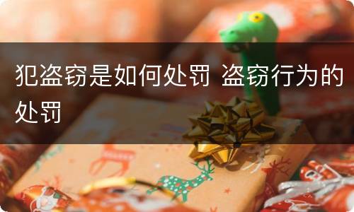 犯盗窃是如何处罚 盗窃行为的处罚