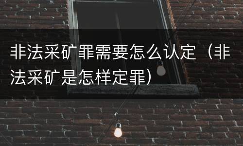 非法采矿罪需要怎么认定（非法采矿是怎样定罪）