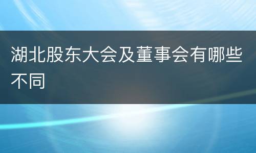 湖北股东大会及董事会有哪些不同