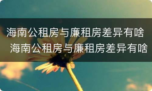 海南公租房与廉租房差异有啥 海南公租房与廉租房差异有啥规定