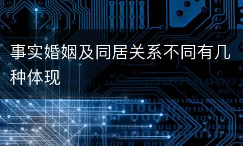 事实婚姻及同居关系不同有几种体现