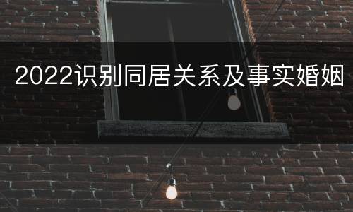 2022识别同居关系及事实婚姻