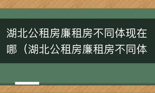 湖北公租房廉租房不同体现在哪（湖北公租房廉租房不同体现在哪些地方）