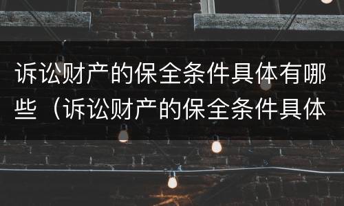 诉讼财产的保全条件具体有哪些（诉讼财产的保全条件具体有哪些内容）