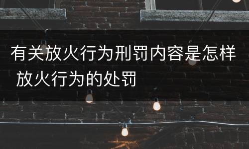 有关放火行为刑罚内容是怎样 放火行为的处罚