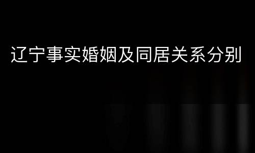 辽宁事实婚姻及同居关系分别