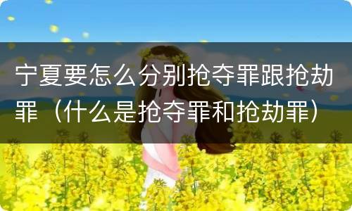 宁夏要怎么分别抢夺罪跟抢劫罪（什么是抢夺罪和抢劫罪）