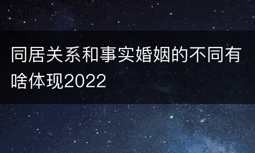 同居关系和事实婚姻的不同有啥体现2022