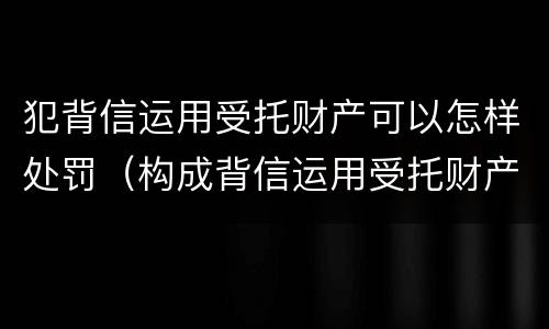 犯背信运用受托财产可以怎样处罚（构成背信运用受托财产罪的立案标准是）