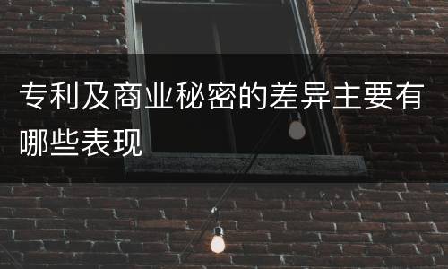 专利及商业秘密的差异主要有哪些表现