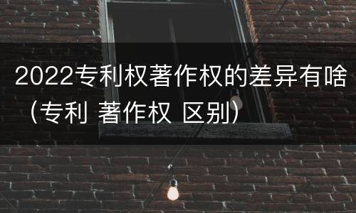 2022专利权著作权的差异有啥（专利 著作权 区别）