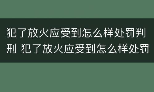 犯了放火应受到怎么样处罚判刑 犯了放火应受到怎么样处罚判刑几年