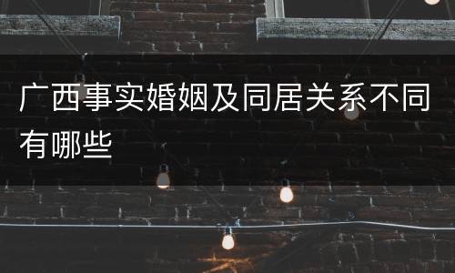 广西事实婚姻及同居关系不同有哪些
